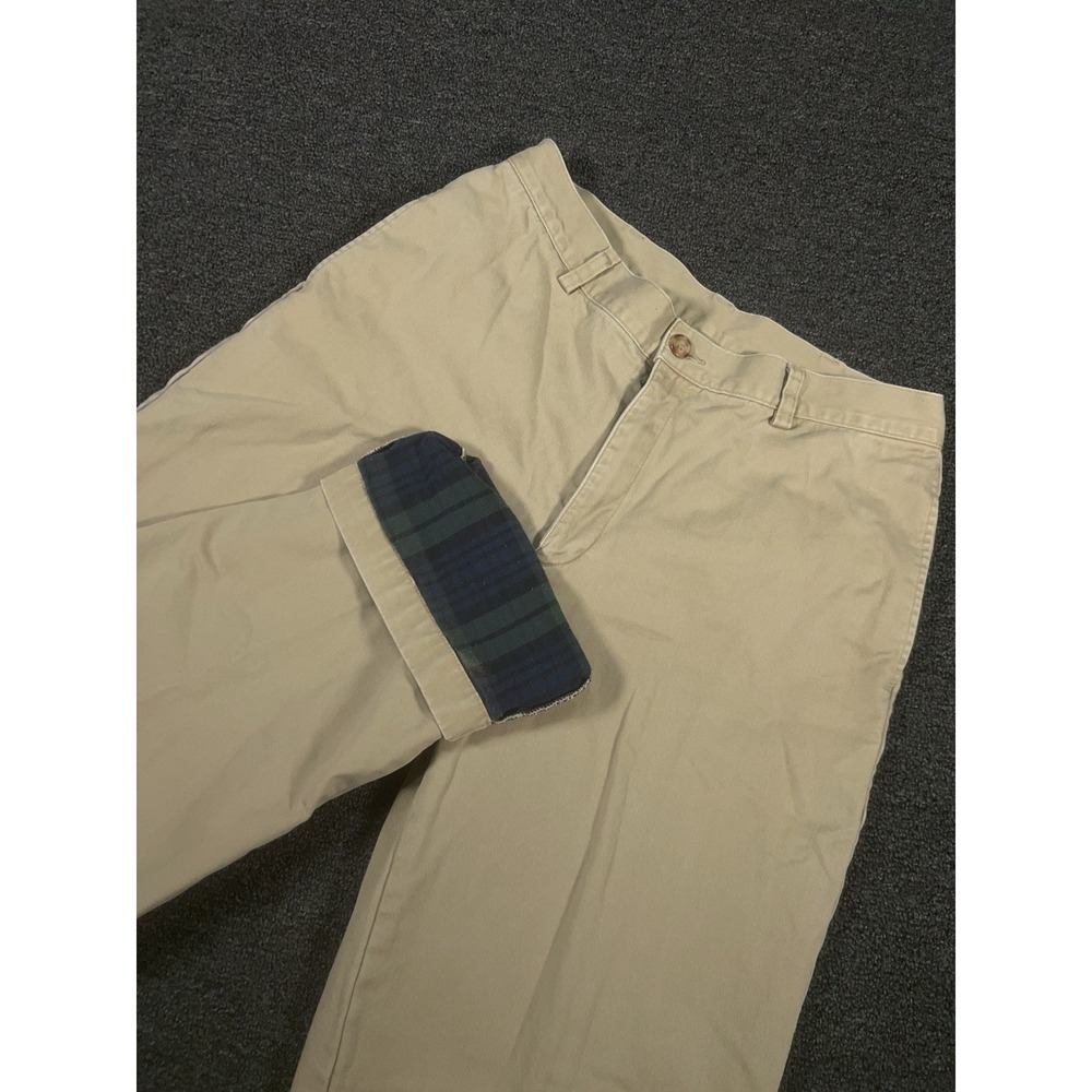 LL Bean Flannel Lined Khaki Pants Men's 32x34 (Fits 31x32) Scotch Plaid Outdoors